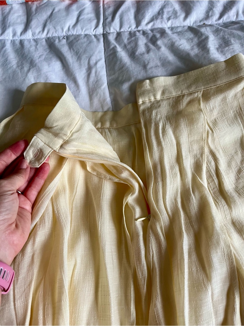 RW&CO. Pale Yellow Asymmetric Midi Skirt - Picture 6 of 9